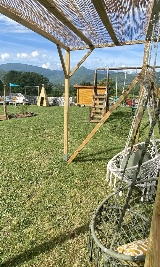 Villa jacuzzi vue sur les Pyrénées Seilhan Exterior foto